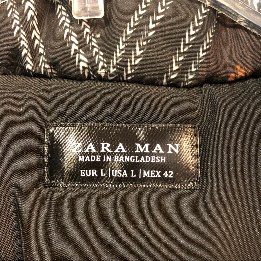 Zara Mens Colorblock Diamond Print Puffer Winter Jacket Size Large NEW - Picture 3 of 14